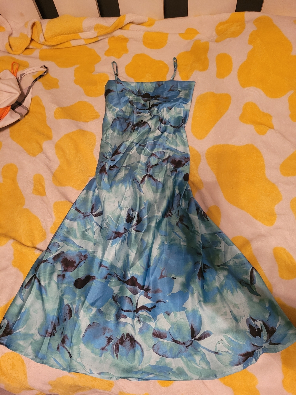 Blue Floral Spaghetti-Strap Dress